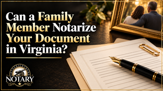 FXBG Notary family notarization cover with family portrait, document and pen